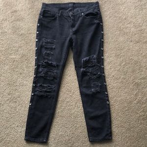 Black distressed BDG with buttons down the side